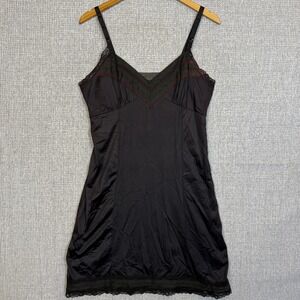 Gaymode Slip Dress Lace Trim‎ Lingerie Vtg Black Pin Up Sz M / 38 Reg Goth Punk